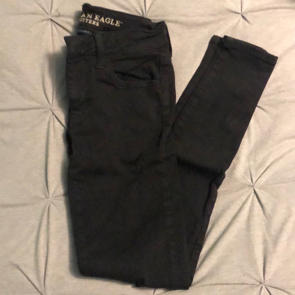 American Eagle black ripped jeggings